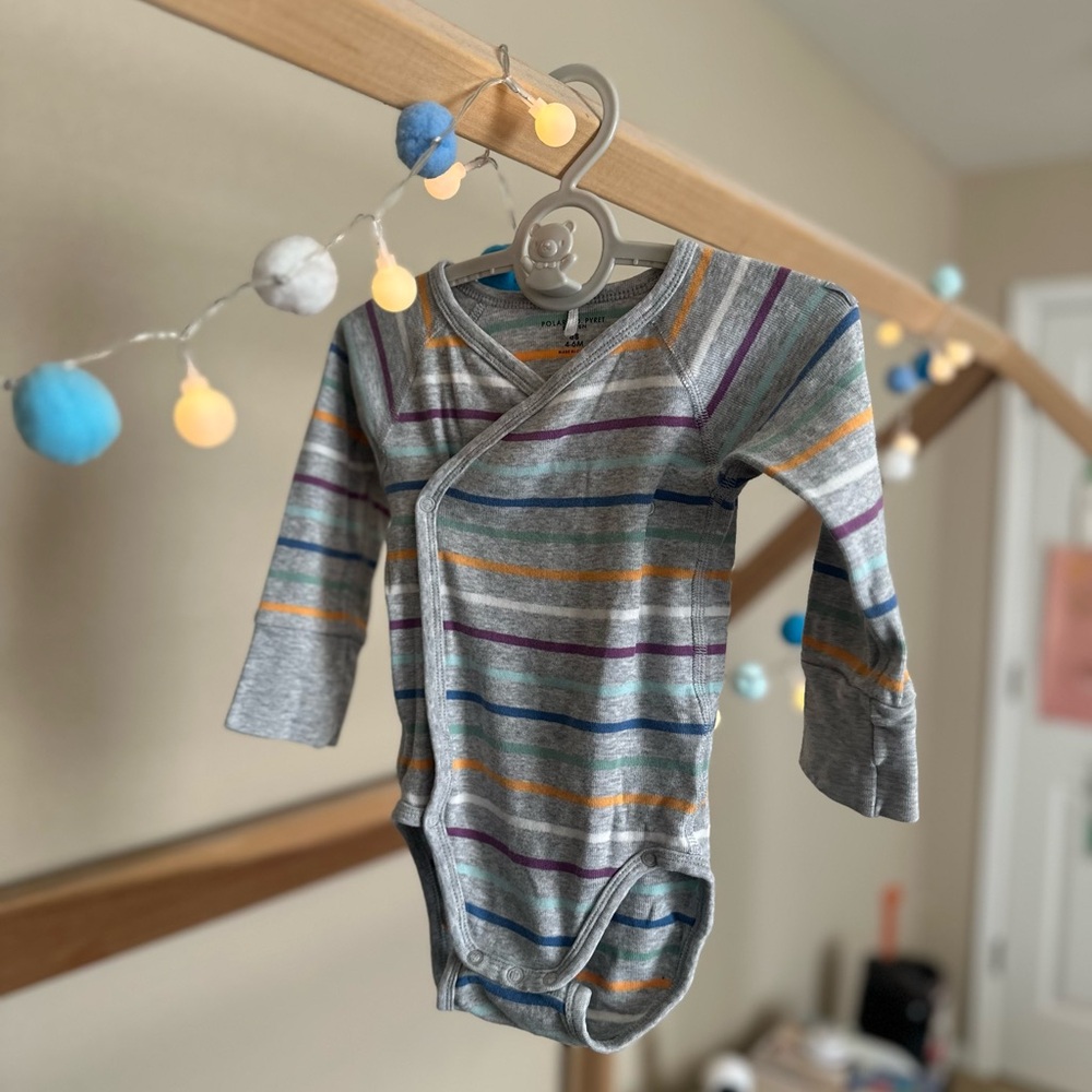 Polarn O. Pyret Striped Gray Kids Bodysuit